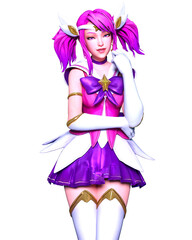 3D comics cosplay anime girl.