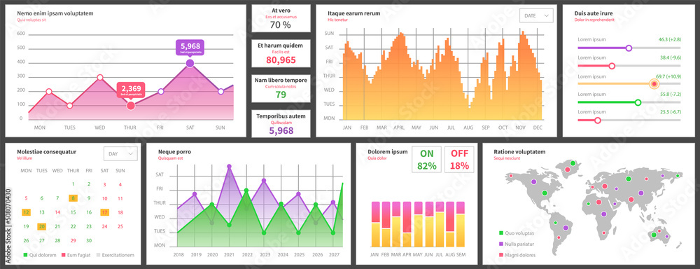 Poster infographic chart vector template. annual statistics curve graph design. market data diagrams. graph