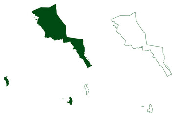 Ensenada municipality (Free and Sovereign State of Baja California, Mexico, United Mexican States) map vector illustration, scribble sketch Ensenada map