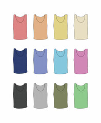 Uネックノースリーブのイラストセット