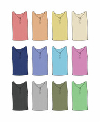 Uネックノースリーブのイラストセット