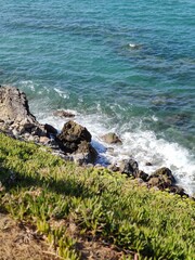 waves crashing on rocks