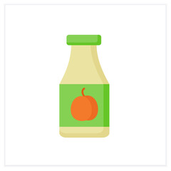 Drink flat icon. Delicious organic plump juice. Vitamin drink. Children nutrition. Baby food concept. Color vector illustration