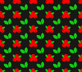 Pattern with cranberries on a dark background