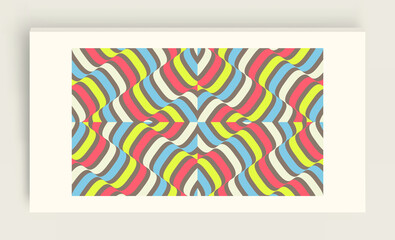 Pattern with optical illusion. Simple graphic design. Abstract dynamic template with wavy curved ribbons. 3d vector illustration for banner, flyer, poster, cover or brochure.