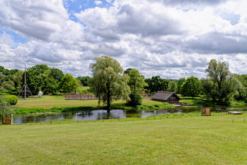 Fototapeta na wymiar Garden inside of the Warwick Castle grounds - England