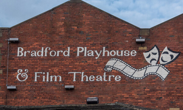Opened in 1929 Bradford Playhouse and Film Theatre is a popular cultural venue for plays, comedy clubs, cabaret and music in the city's Little Germany district photographed Bradford 18-11-2017