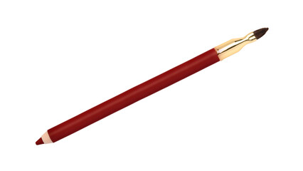 Red lip pencil with brush isolated on white