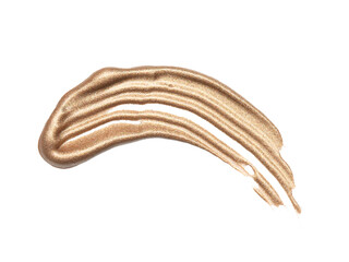 Blot of smudged bronze nail polish isolated on white