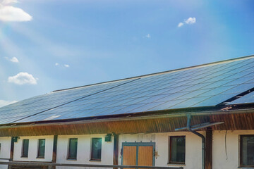 Solar panels on the roof. Selective focus.