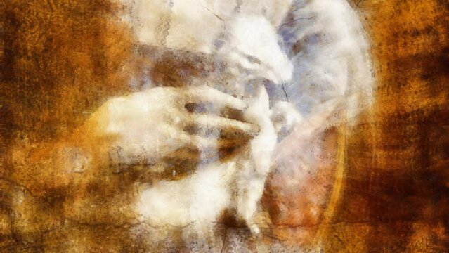 My own reproduction of painting Lady with an Ermine by Leonardo da Vinci. Graphic effect.