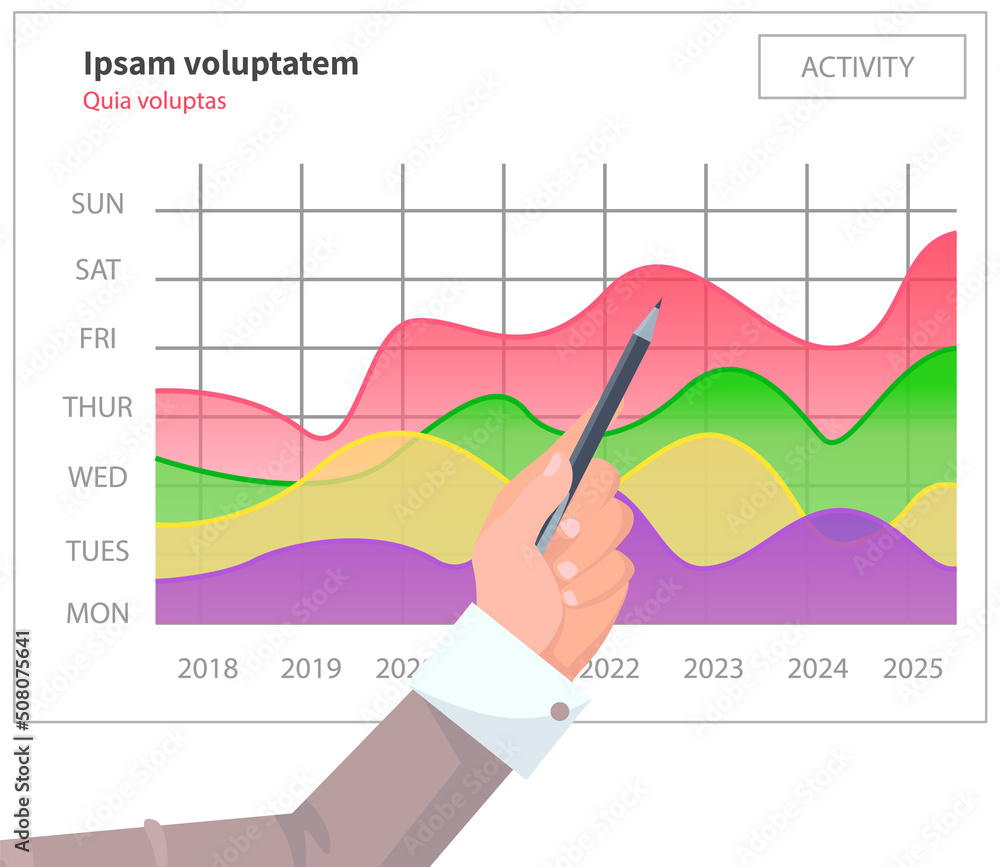 Poster infographic chart vector template. annual statistics curve graph design. market data diagrams. graph