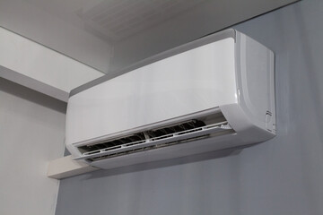Air conditioner cooling fresh system saving energy with clear wall background