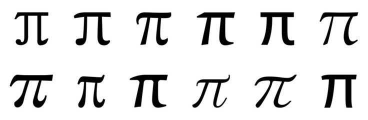 Pi symbol set. Pi greek letter icon. Vector illustration isolated on white background - obrazy, fototapety, plakaty