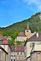 Fototapeta na wymiar Vue générale des hauteurs de Salins-Les-Bains