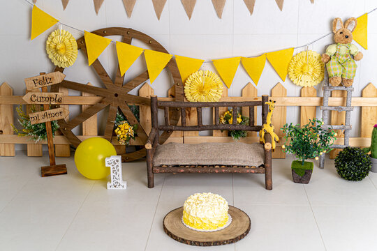 decorated yellow peasant first birthday