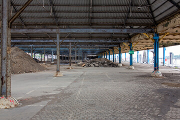 Perished industrial heritage urbex halls in the city center of Antwerp, Belgium.