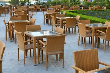 Fototapeta na wymiar Restaurant tables outdoor