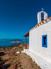 The Good Saints chapel and Four Islands: Aegina, Moni, Agistri and Peloponnese, Greece.