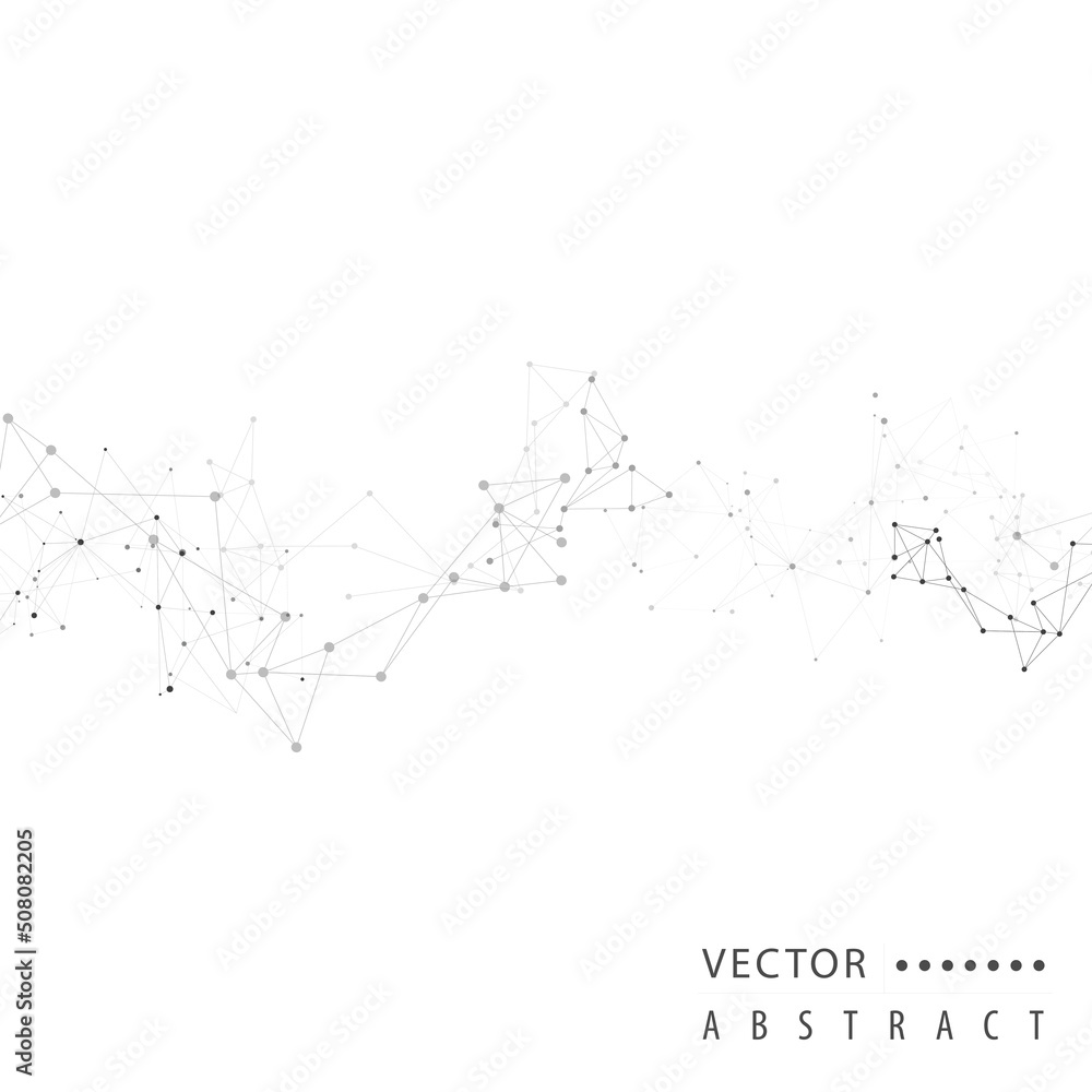 Poster Connection dots and lines background. Minimal molecule background. Vector low poly design