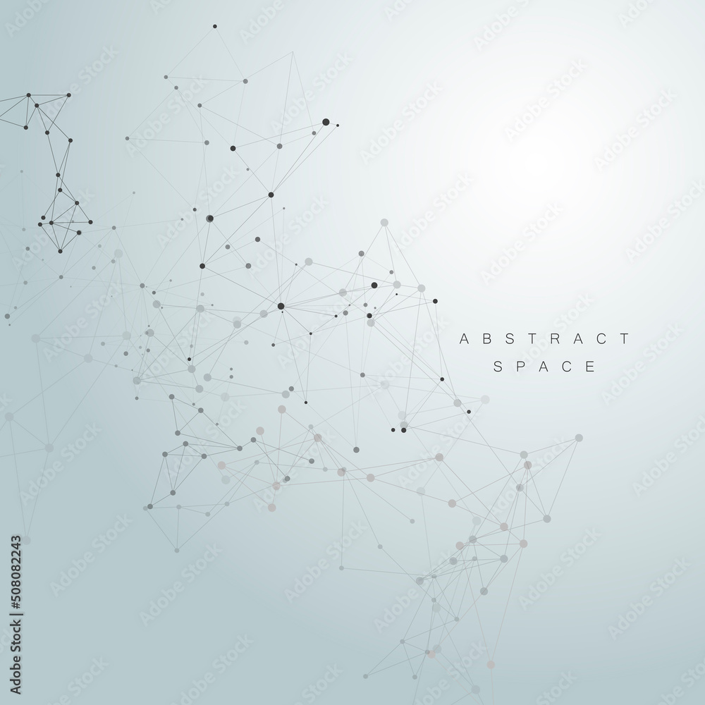 Poster Abstract connecting dots and lines. Vector geometric background. Polygonal design for technology