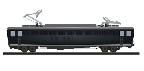 Grey electric locomotive. vector illustration