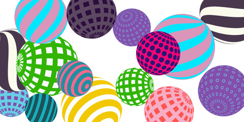 Retro 3d illustration abstract balls, great design for any purposes.  Modern poster for cover design.  Vector modern banner. Background wall design.