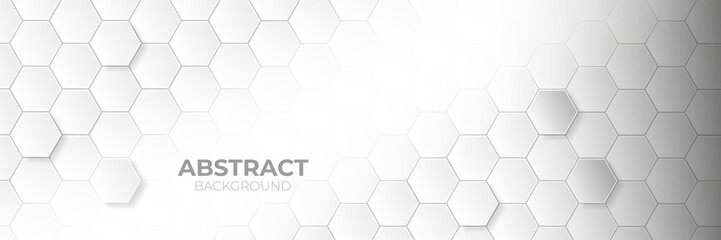Stylish white and gray abstract vector background with shaded hexagons. Modern banner or wallpaper for websites, posters or advertisement