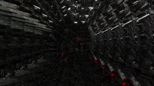 City hive mind evil sci-fi dystopia 3d seamless loop