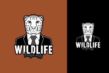 Cheetah Businessman, Cheetah Wearing Tuxedo Suit Tie for Company Logo, Brand, Business, Etc