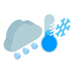 Fototapeta na wymiar Hailstorm icon isometric vector. Cloud with hail, cold thermometer and snowflake. Bad weather, precipitation hail, meteorology, strong atmospheric precipitation
