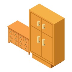 Wooden furniture icon isometric vector. New modern locker for changing room icon. Classic interior, dressing room furniture