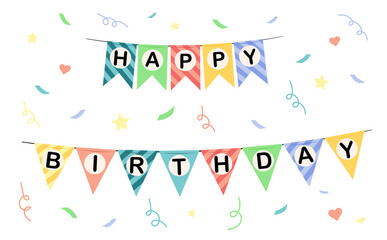 Happy birthday greetings card. Vector illustration.