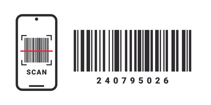 Barcode icons. Barcode scanning. Barcode sign. Concept icons. Vector images