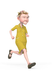 grandma nurse cartoon is jogging in white background