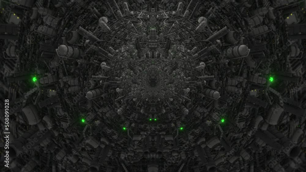 Wall mural a.i. hive mind green strobe morphing 3d seamless loop