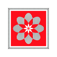Geometric vector graphic red-white flower