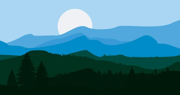 layered blue mountains background animation
