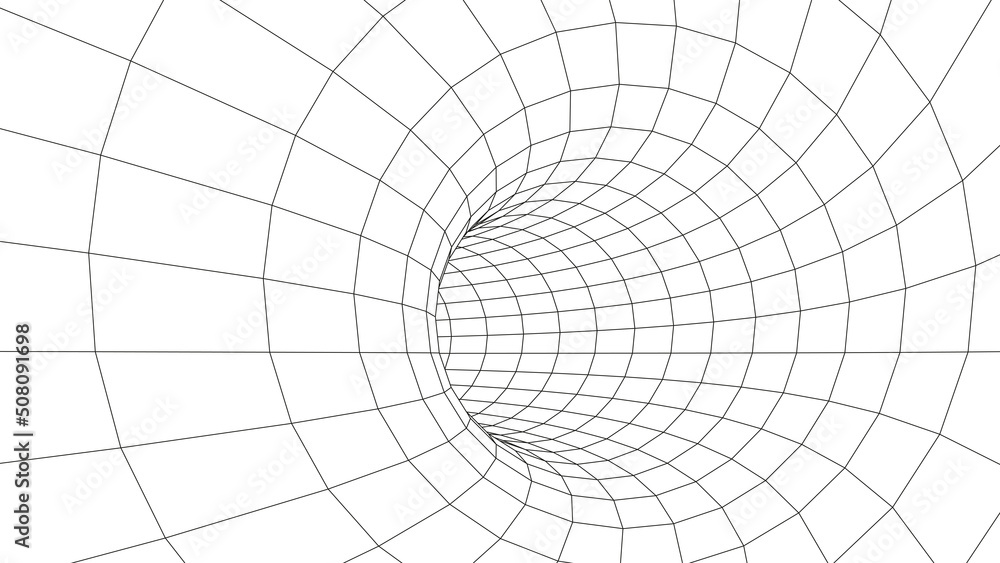 Poster futuristic abstract frame tunnel. 3d hole grid background. for website and banner design. big data v