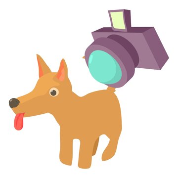 Photographing dog icon isometric vector. Tongue out dog and photo camera icon. Photography, hobby