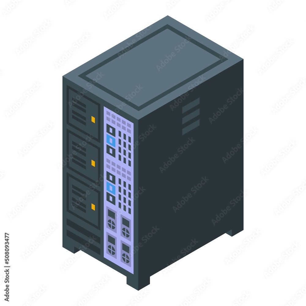 Poster Server data icon isometric vector. Card storage. Digital computer