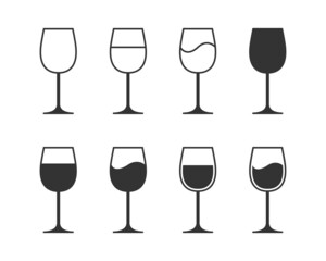 Wine glass icon set. Wine icon symbol. Vector illustration.