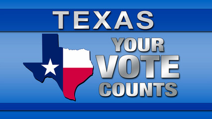 Texas Your Vote Counts with State Flag and map