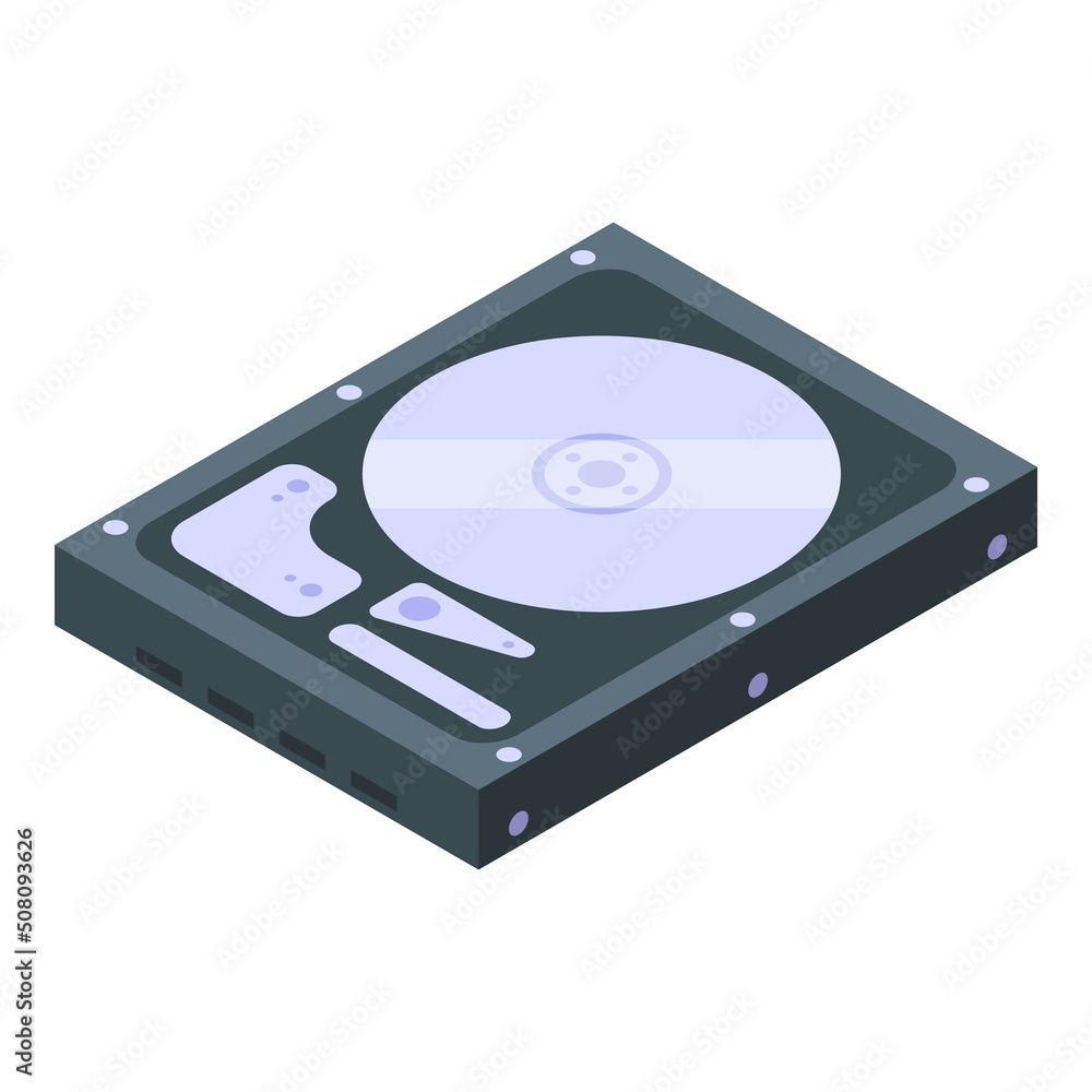 Poster old hdd icon isometric vector. digital computer. drive disk