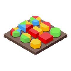 Obraz premium Montessori toy shape icon isometric vector. Kid math. School class