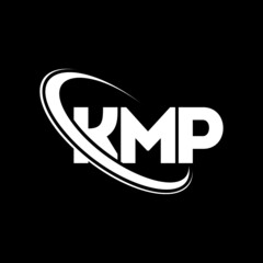 Fototapeta KMP logo. KMP letter. KMP letter logo design. Initials KMP logo linked with circle and uppercase monogram logo. KMP typography for technology, business and real estate brand. obraz
