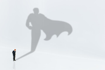 Comtemplating on business success, top performance, winner concept : Businessman ponder for future...