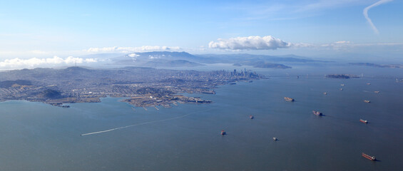 Aerial Panoramic View of the San Francisco Bay Area