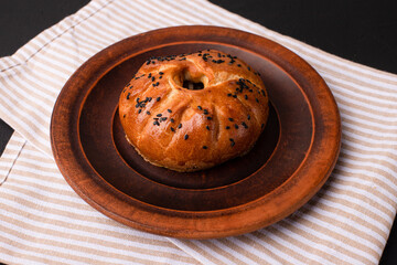 Belyash, belyash on a black background, Georgian cuisine