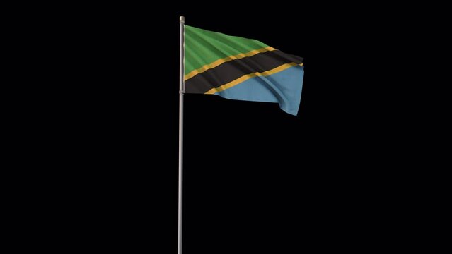 Tanzania flag, 4k video background is transparent